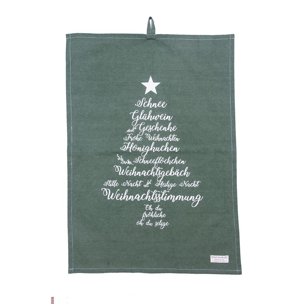 Krasilnikoff Geschirrtuch Geschirrtuch Christmas Words Baumwolle 50x70cm Landhausstil, (1 Geschirrtuch), XXL Größe, Aufhängeschlaufe, weihnachtliches Motiv