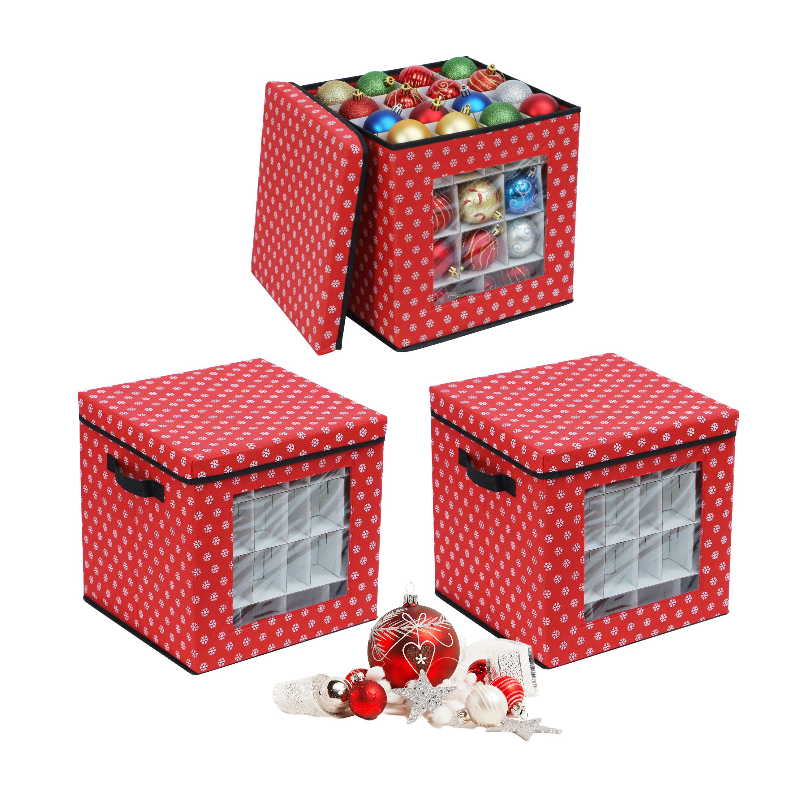 relaxdays Aufbewahrungsbox Weihnachtskugel Aufbewahrungsbox 3er Set, A
