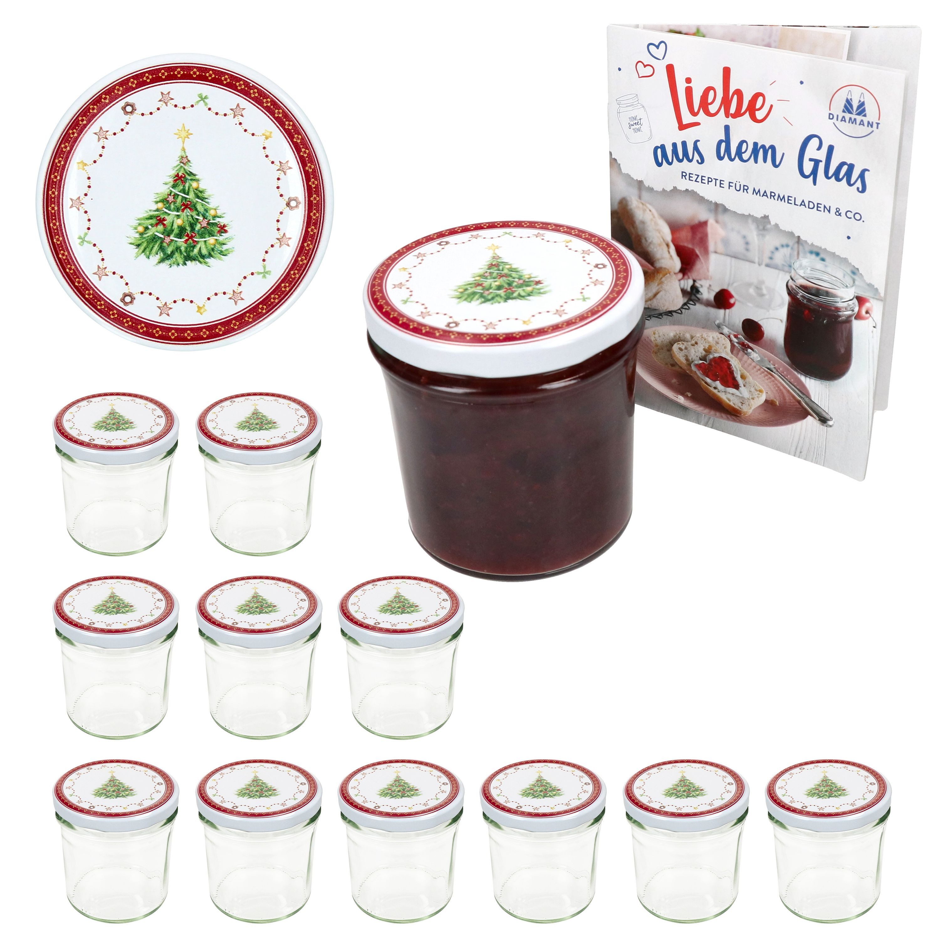 MamboCat Einmachglas 12er Set Sturzglas 350ml Einmachglas + TO-Deckel 82 Weihnachtstraum, Glas