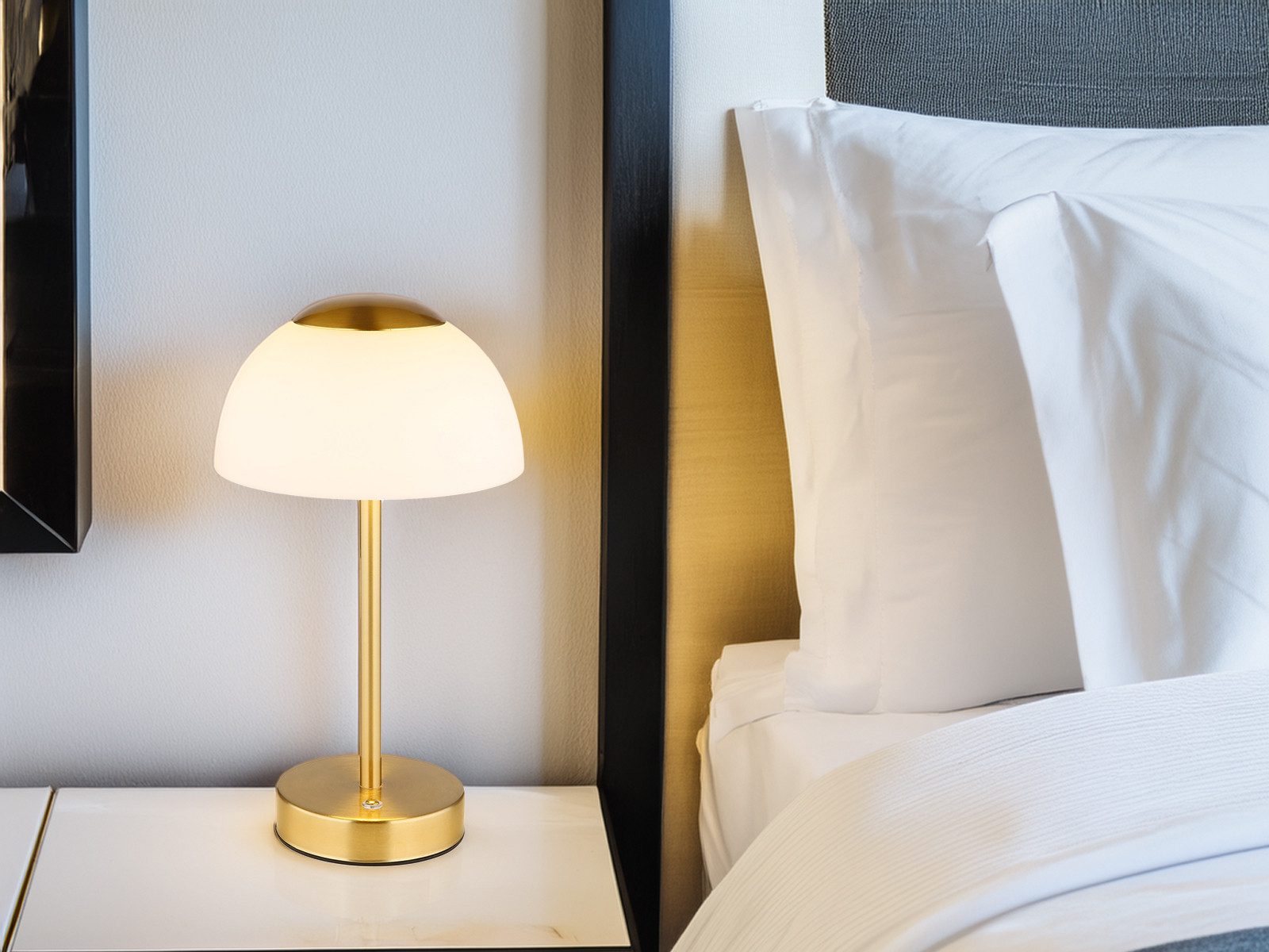 GLOBO LIGHTING LED Tischleuchte, Dimmfunktion, LED fest integriert, warmweiß, neutralweiß, Tageslichtweiß, 2er Set Pilzlampe ohne Strom-Kabel aufladbar USB Akku kabellos, H 31cm