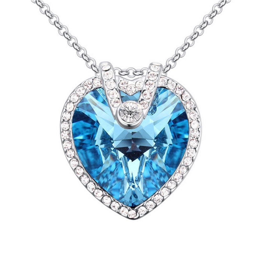 Ketten-Set Kette Herz Kristall Silber aus Messing für Damen