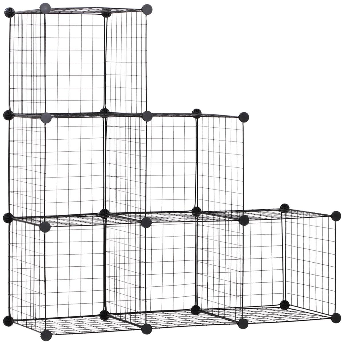 FELIXLEO Kleiderschrank Metallwürfel Regal Anpassbarer Würfelschrank Schwarz 109L 37B 109H