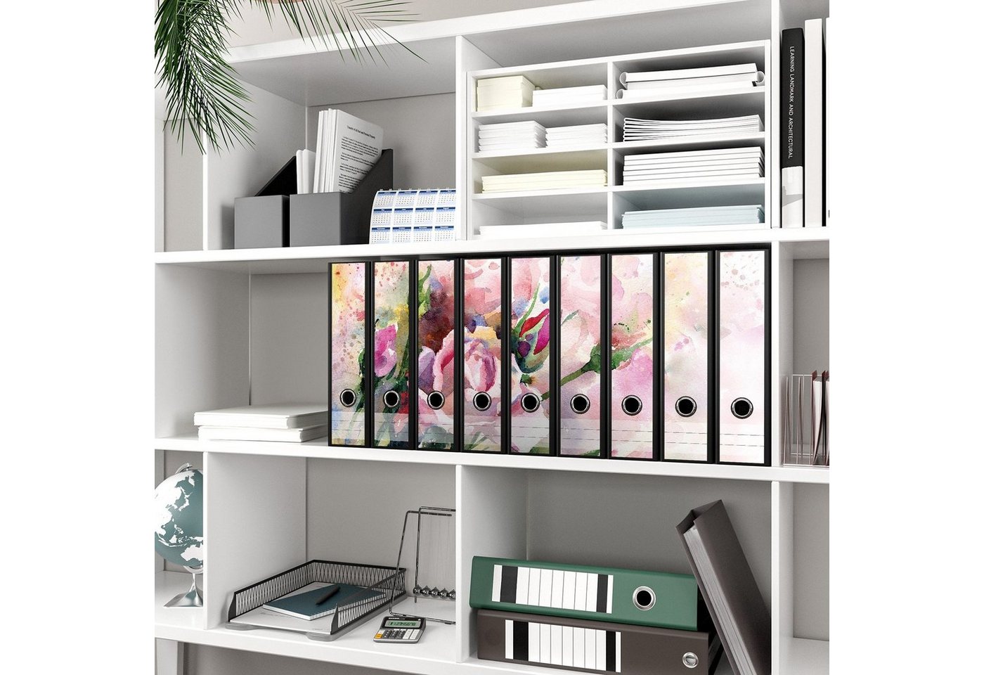 Thumbnail - Wallario Etiketten Abstraktes Blumenbuket, Ordnerrücken-Sticker in verschiedenen Ausführungen