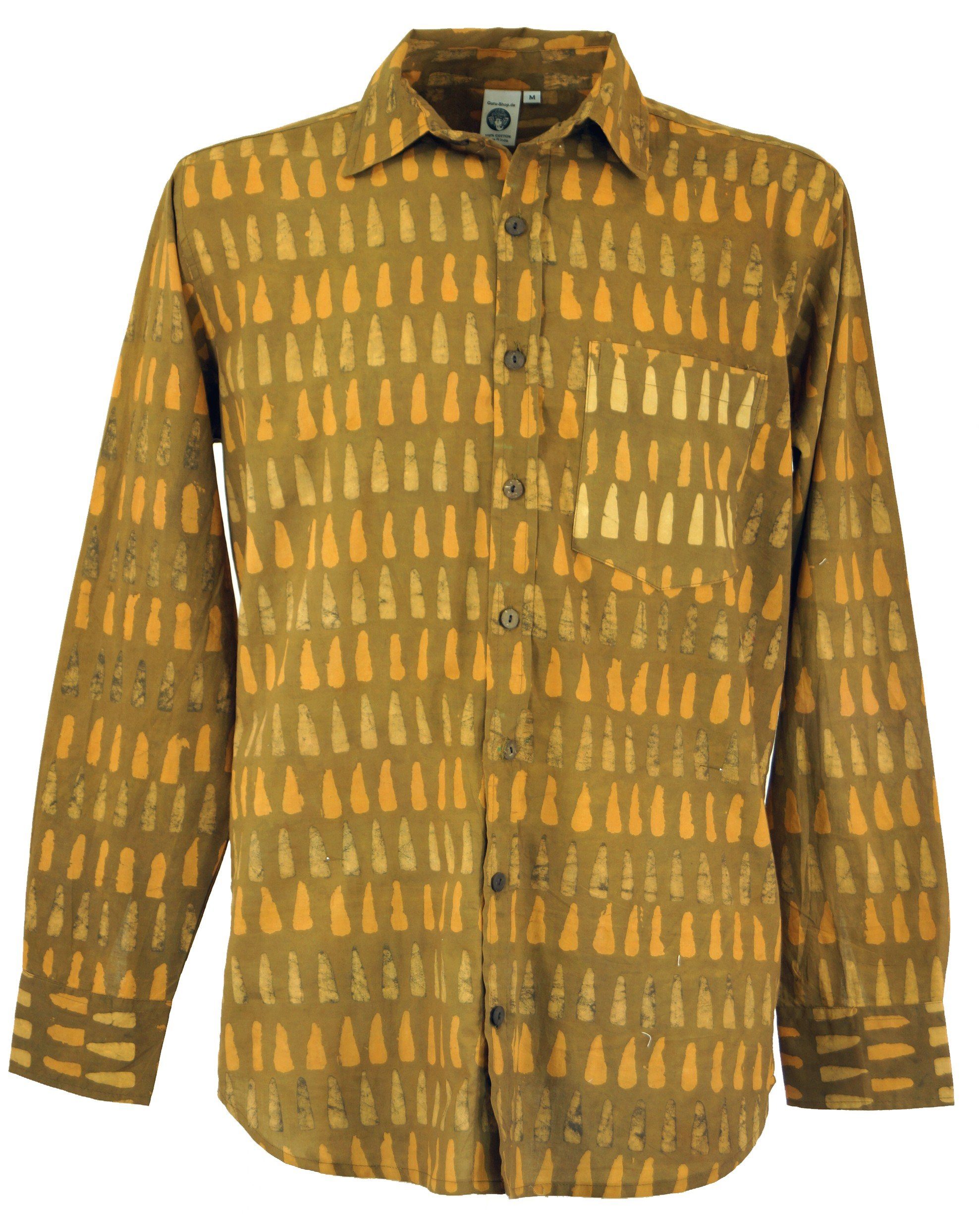 Guru-Shop Hemd & Shirt Freizeithemd, Goa Boho Hemd, Langarm Herrenhemd.. Retro, Ethno Style, alternative Bekleidung