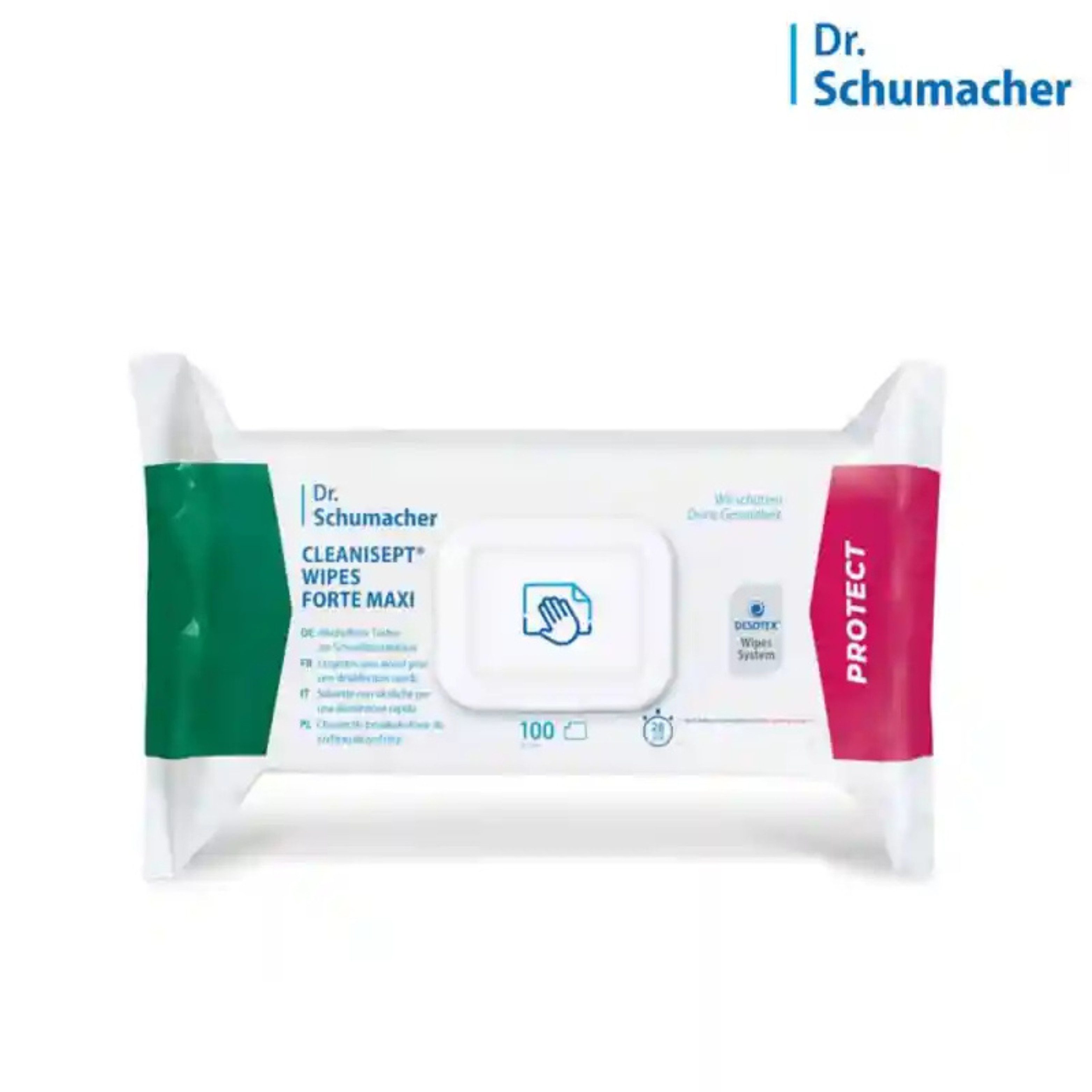 Dr. Schumacher Alkoholfreie Desinfektionstücher für Oberflächen 100 Tücher Oberflächen-Desinfektionsmittel (1-St)