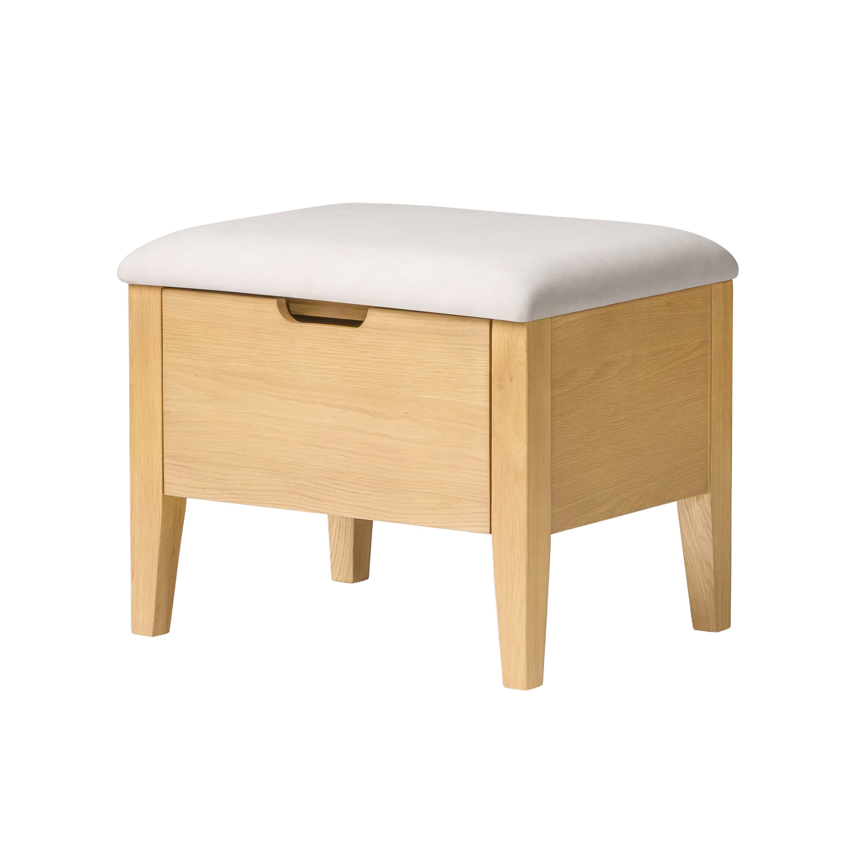 Woodek Design Sitzbank OSLO 55 cm, kompakt und platzsparend aus matt lackiertem Eichenholz (mit Stauraum unter der Klappe, 1-St., Kompakte Maße (55 x 43 x 45 cm), Frei im Raum stellbar