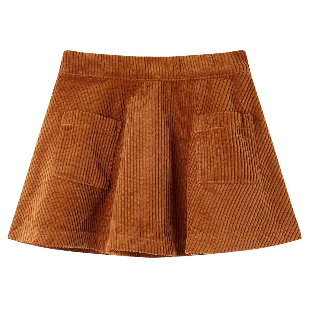 vidaXL Faltenrock Kinderrock mit Taschen Cord Cognac 104