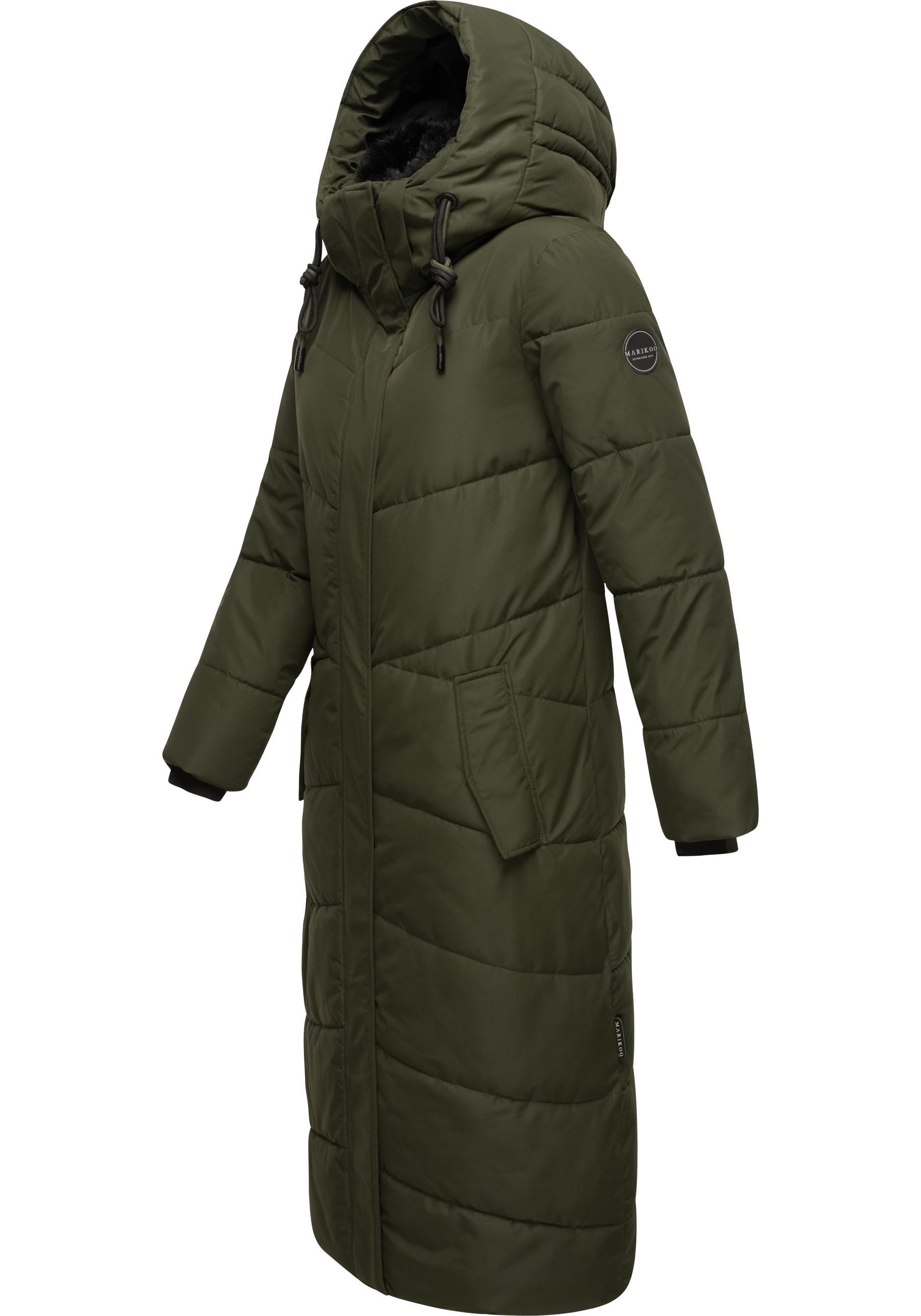Marikoo Steppmantel Hingucker XIV-1 Damen Wintermantel mit abnehmbaren Kunstfellkragen