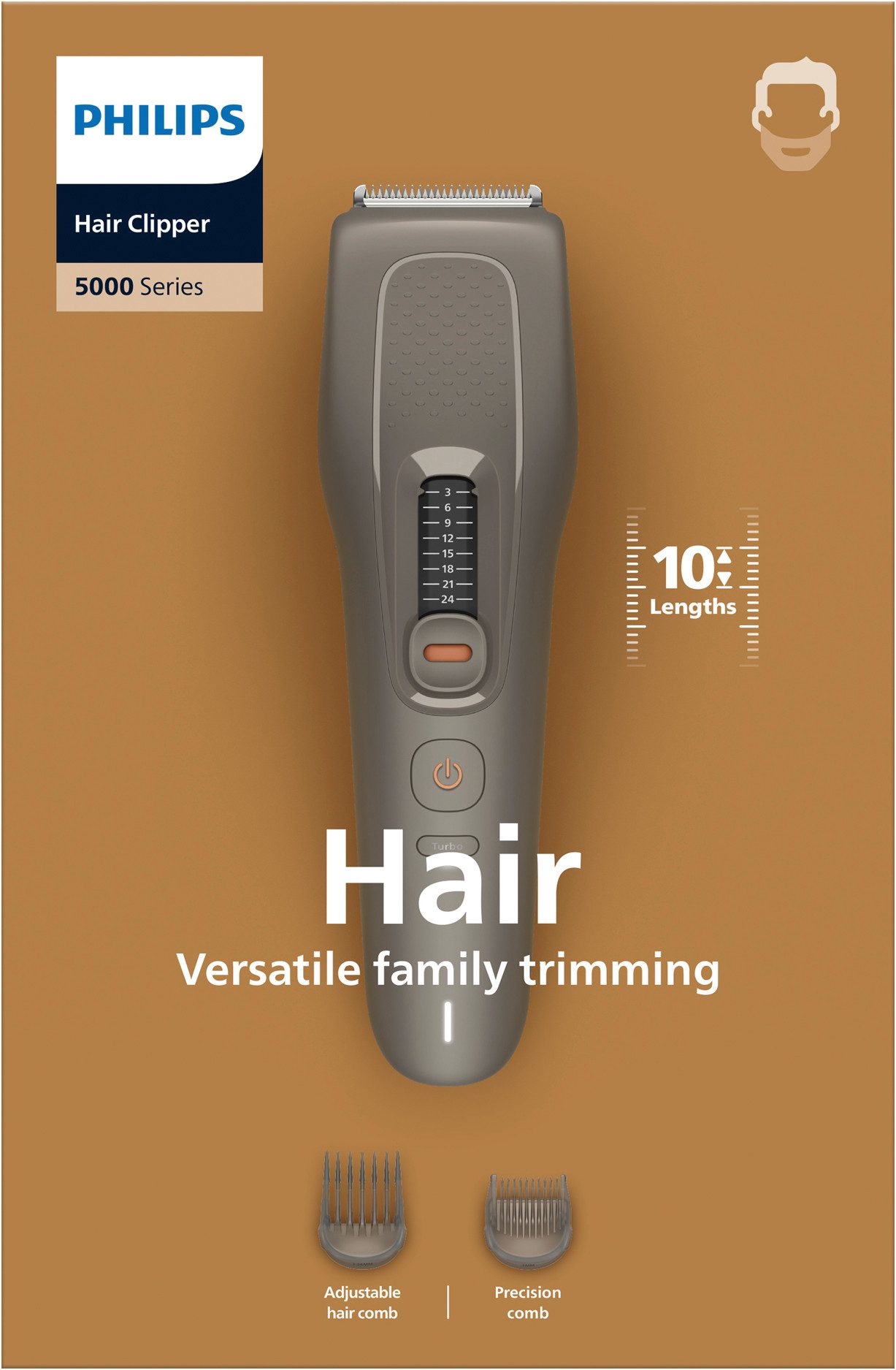 Philips Haarschneider Serie 5000 HC5722/15, 10 Längeneinstellungen, Turbo Modus und PowerAdapt Sensor