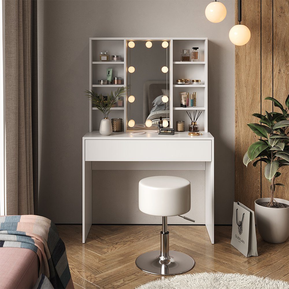 Schminktisch Alexa, Weiß, 93 cm mit Spiegel