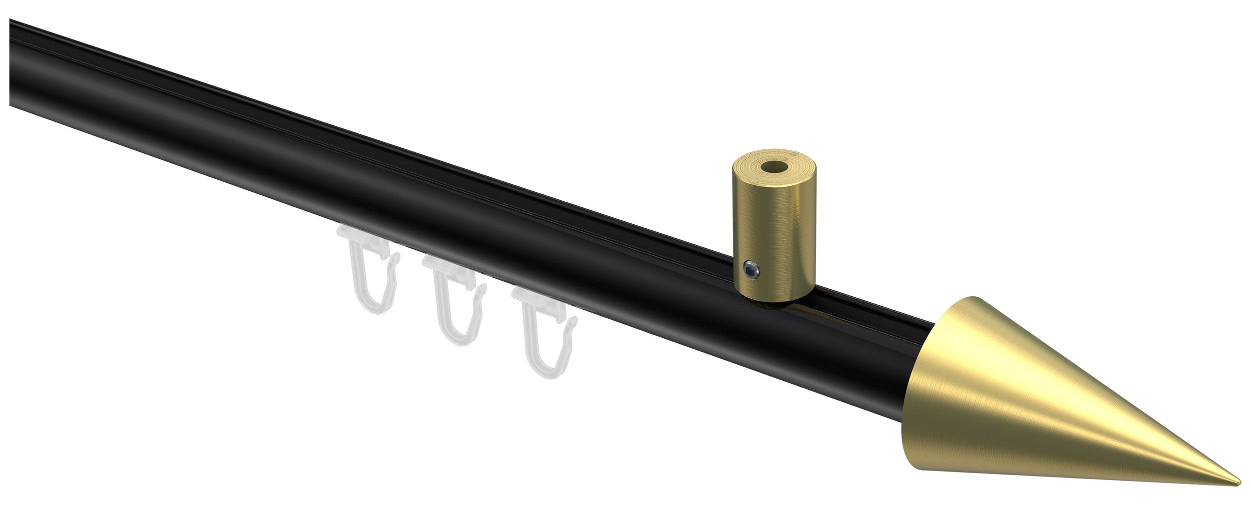 INTERDECO Innenlaufschiene Sonius Savio, Ø 20 mm, 1-läufig, Fixmaß, kürzbar, Deckenmontage, Aluminium, Schwarz / Messing-Optik / Bicolor