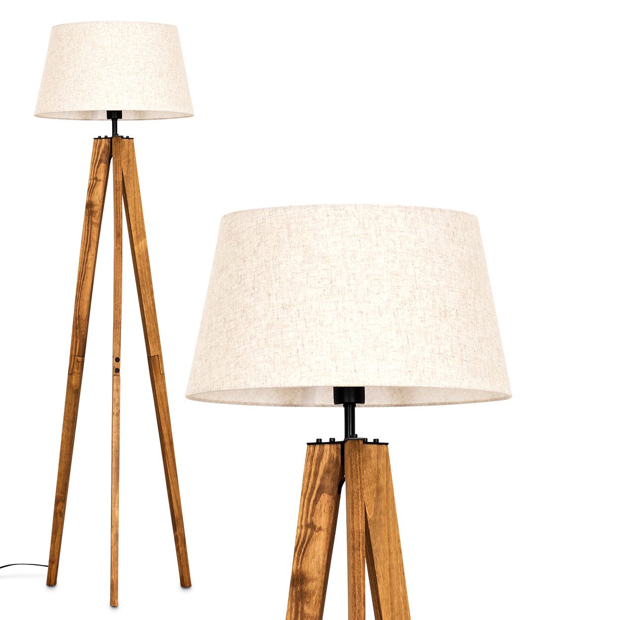 hofstein Stehlampe Stehlampe aus Holz/Metall/Stoff in Naturfarben/Schwarz/B günstig online kaufen