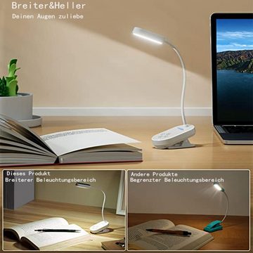 LANOR LED Schreibtischlampe Lampe,Buchlicht,LED-Mini-Clip-On-Buchlicht,wiederaufladbar,Augenschutz