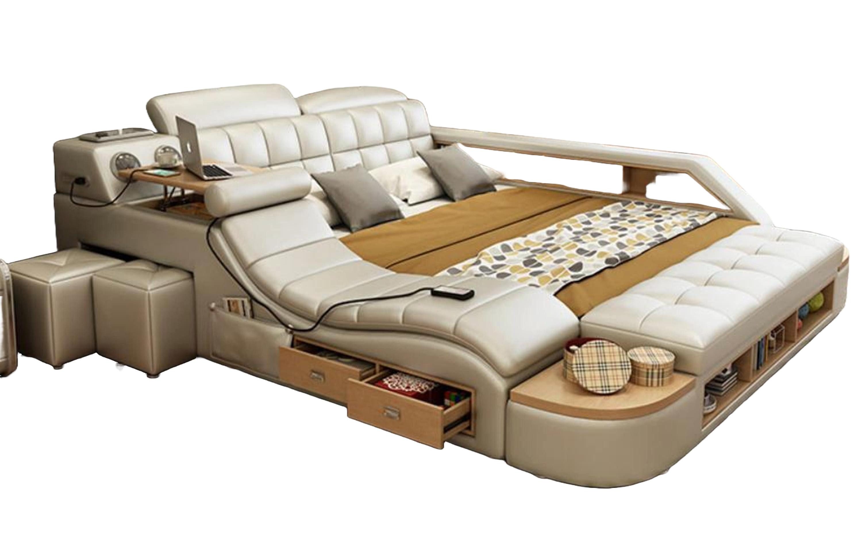 JVmoebel Multimediabett Multifunktion Betten Luxus Leder Bett Polster Moderne Hotel Massage, Made in Europa