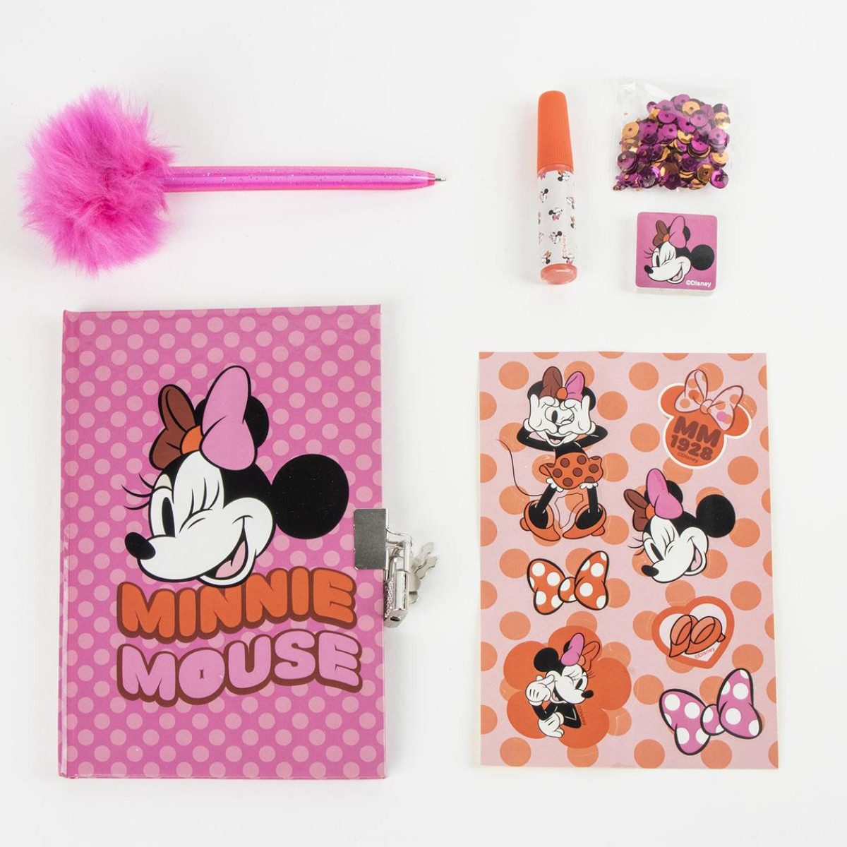 Cerda Tagebuch Disney Minnie Mouse Tagebuch Set Kinder Schreibset, Notizbuch