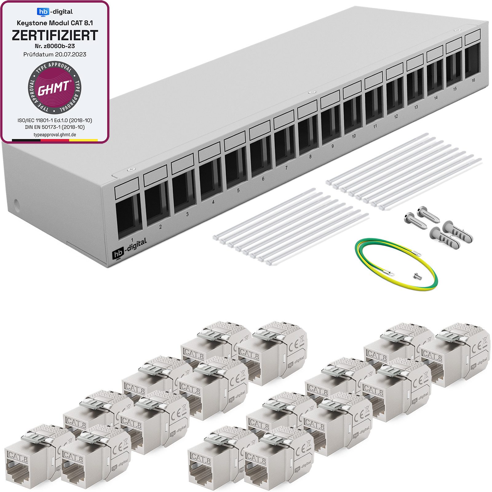 Patchpanel mit Keystone Cat 8 Netzwerk Patchfeld Netzwerk-Panel