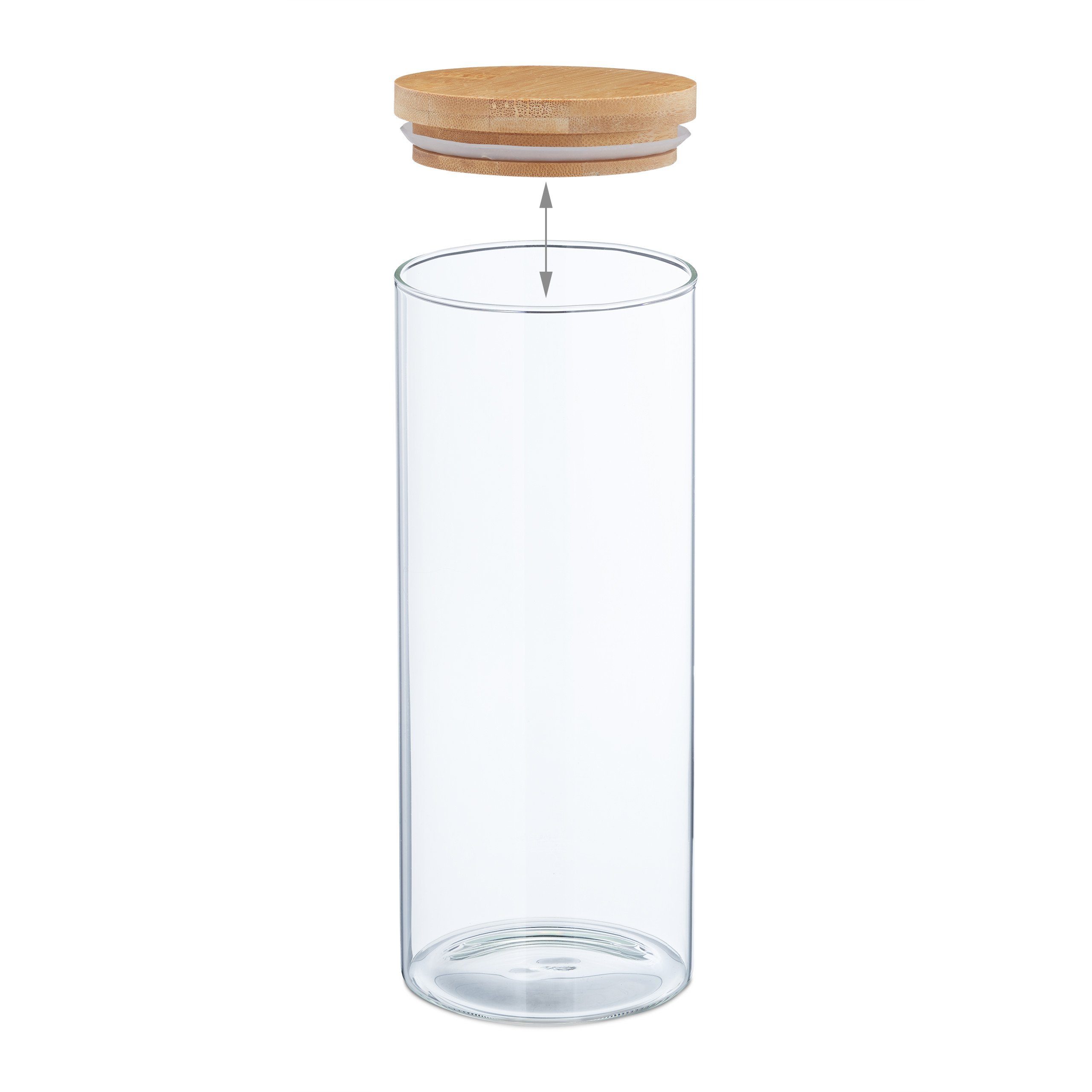 relaxdays Vorratsglas 3er 1350 Vorratsgläser ml, Glas mit Set Deckel