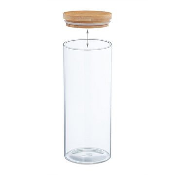 relaxdays Vorratsglas 3er Set Vorratsgläser mit Deckel 1350 ml, Glas