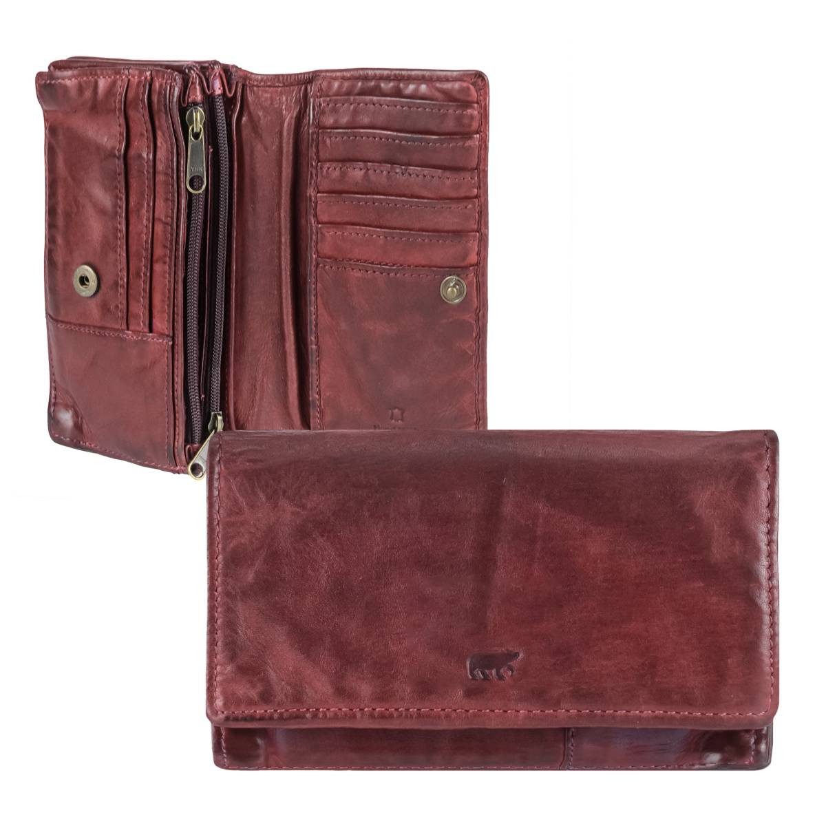 Bear Design Geldbörse "Emma" knautschiges Leder Geldbeutel Damen mit RFID Schutz, Damenbörse, Portemonnaie, Leder, 14 Kartenfächer, 15x9cm