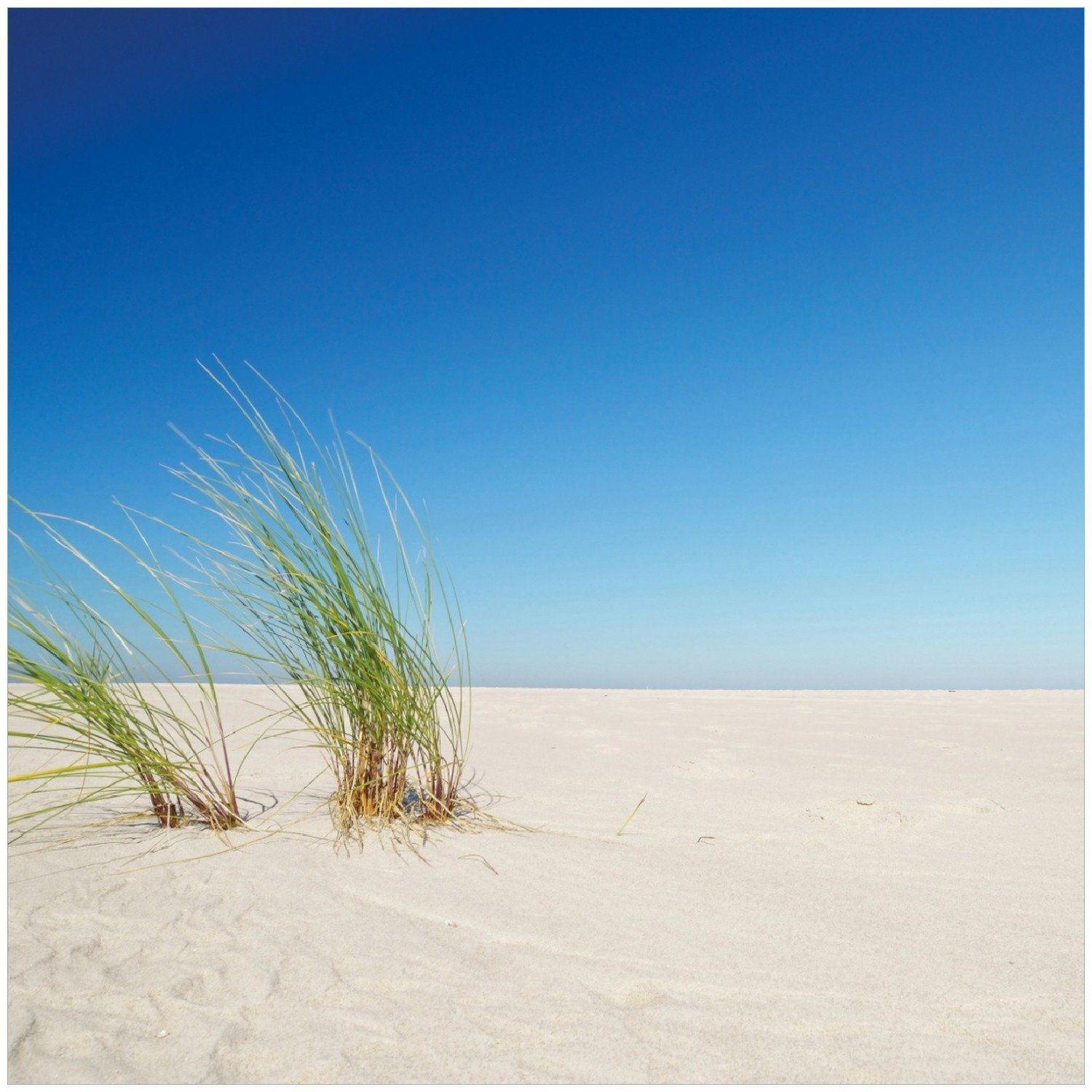 Wallario Memoboard Sandstrand unter blauem Himmel
