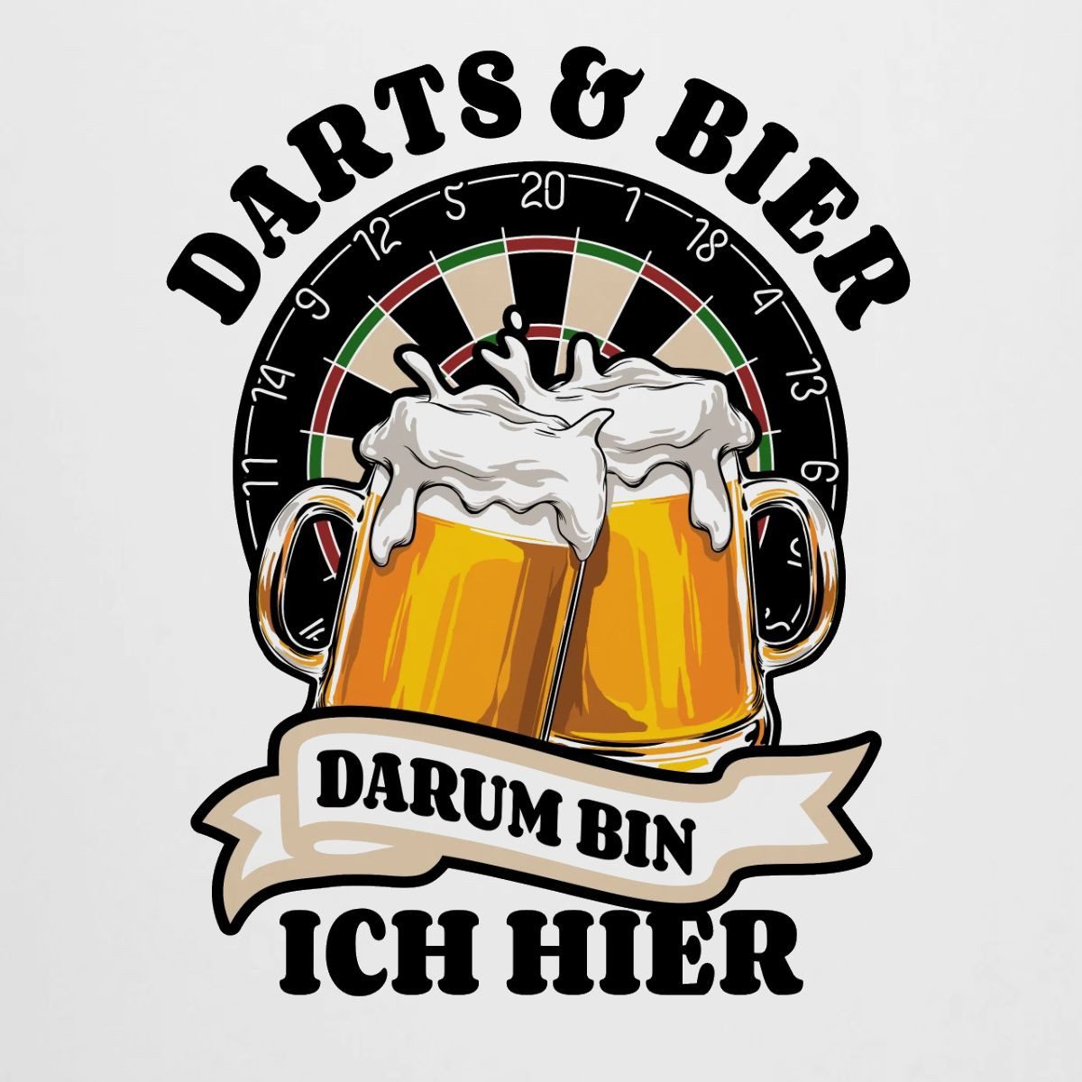 Spreadshirt Tasse Darts Und Bier Darum Bin Ich Hier Bierkrug, Keramik