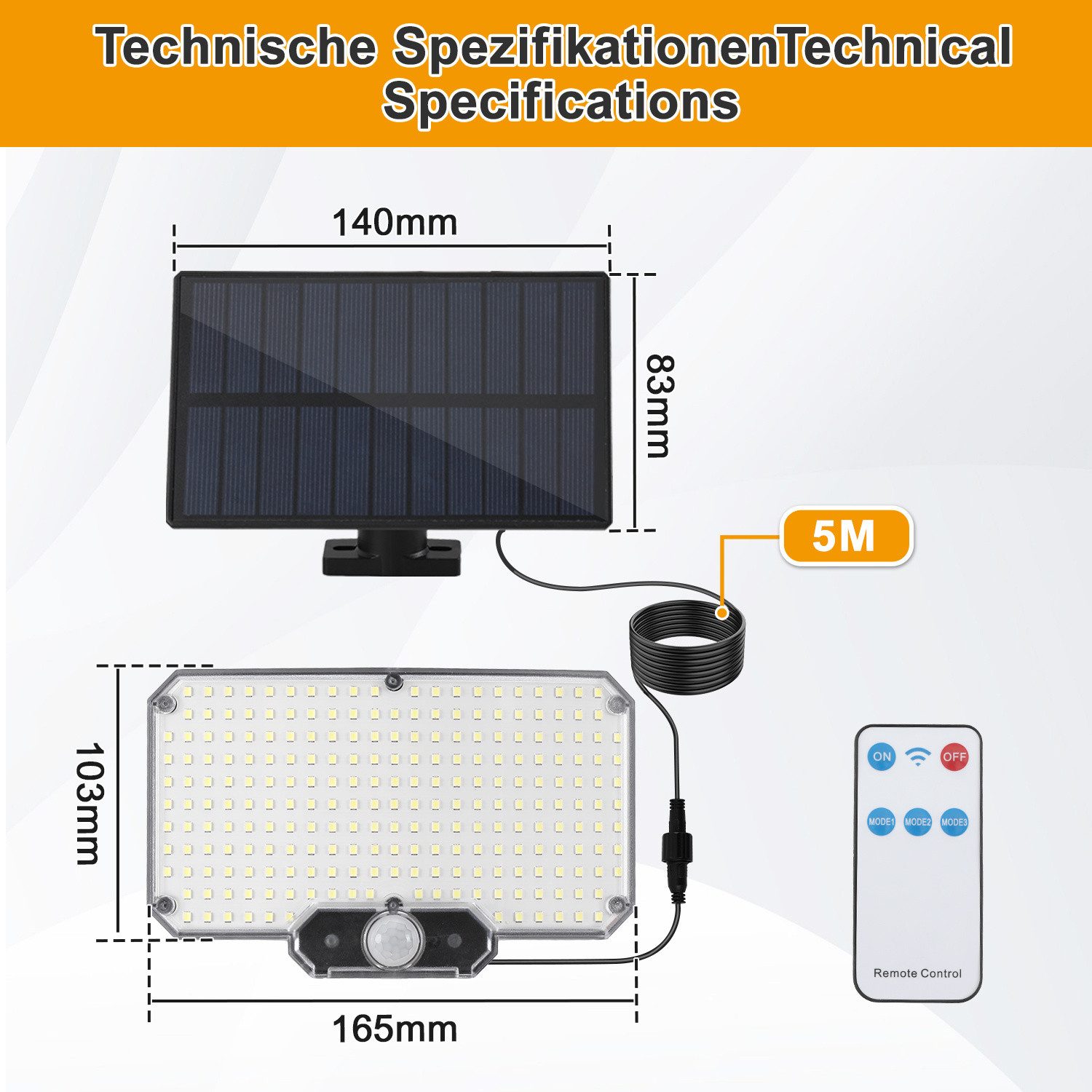 Clanmacy LED Solarleuchte 234 LED Solar Wandleuchte mit Bewegungsmelder Auß günstig online kaufen