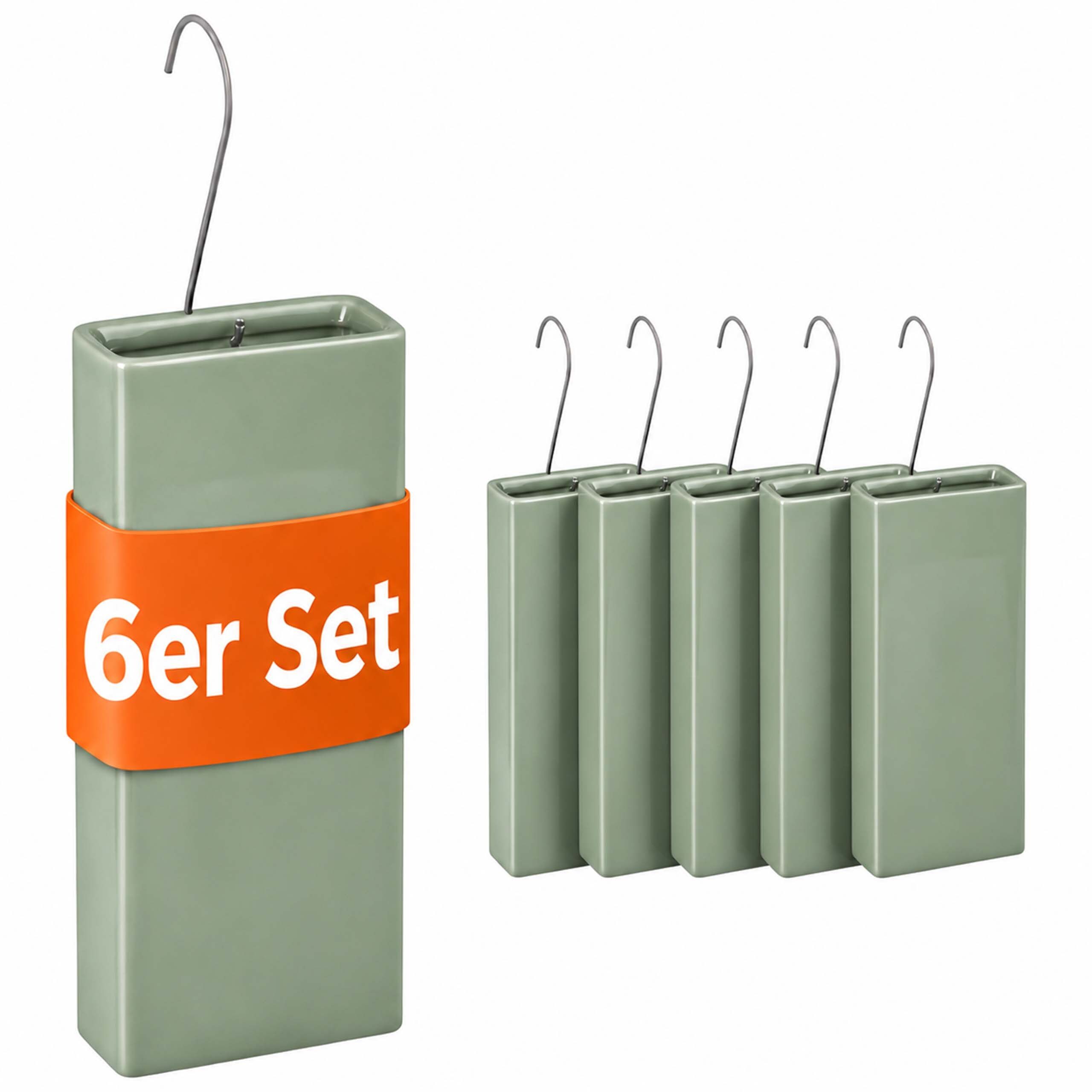 relaxdays Luftbefeuchter Heizkörper 6er Set, 0.4 l Wassertank, Salbei