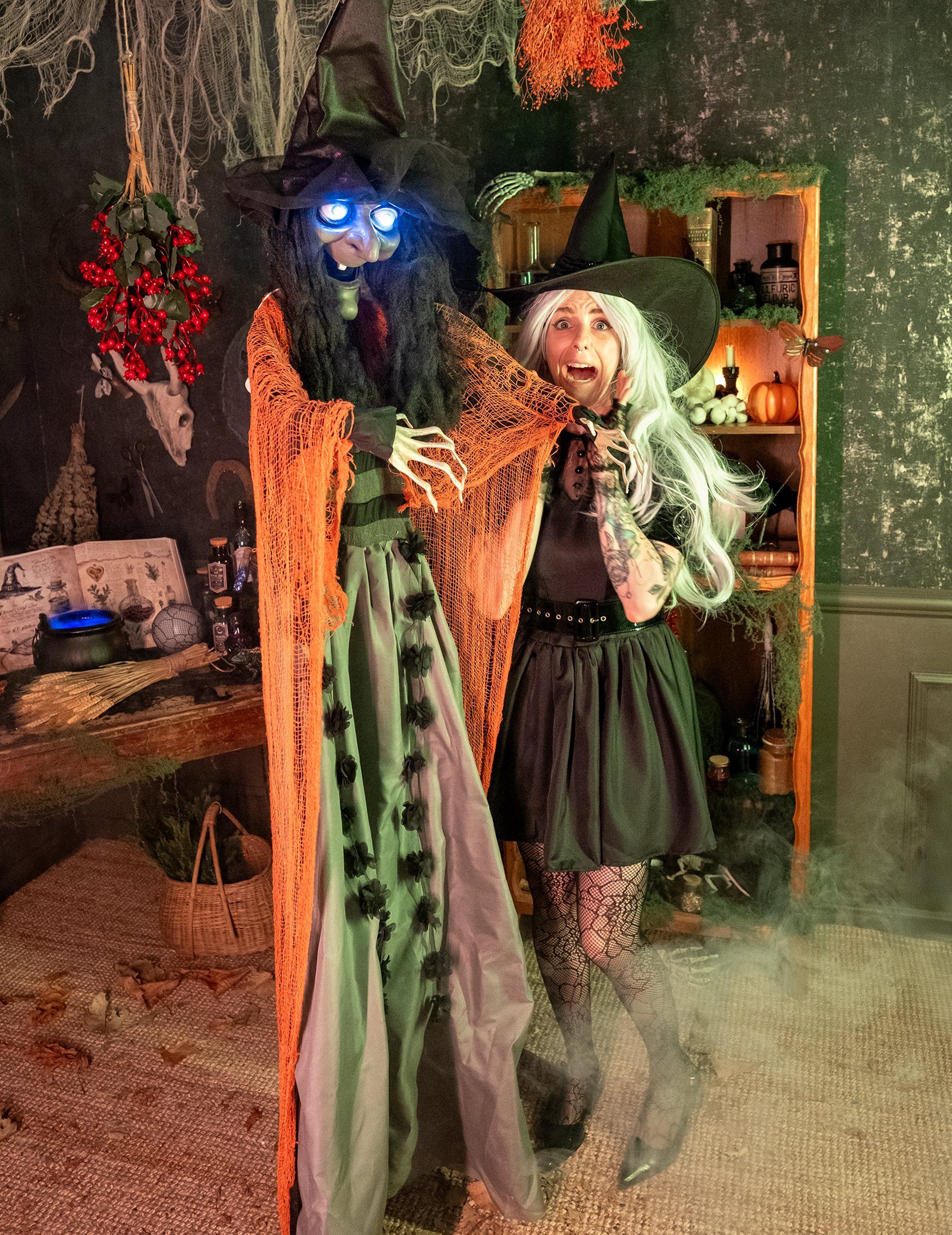 atosa Kostüm Animierte Hexe Dekoration 183cm