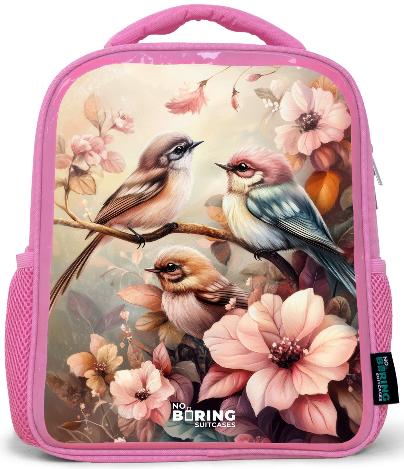 Vögel mit rosa Blumen