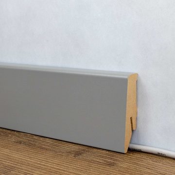 PROVISTON Sockelleiste MDF, 18 x 58 x 2500 mm, Steingrau, Fußleiste, MDF foliert