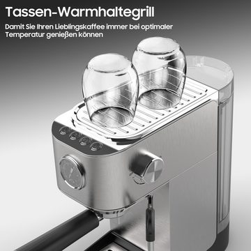 iceagle Espressomaschine CM005 Siebträgermaschine mit Milchaufschäumer, Korbfilter, 1400W 20 Bar Hochdruckpumpe,mit 1L Wassertank