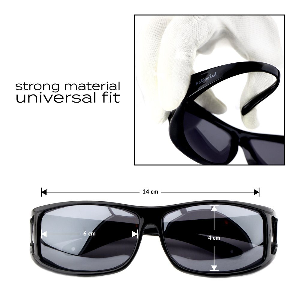 Herren für Sonnenbrille Schwarz polarisierte, Classic Glänzend Überziehsonnenbrille 400 SUNGLASSES ActiveSol UV