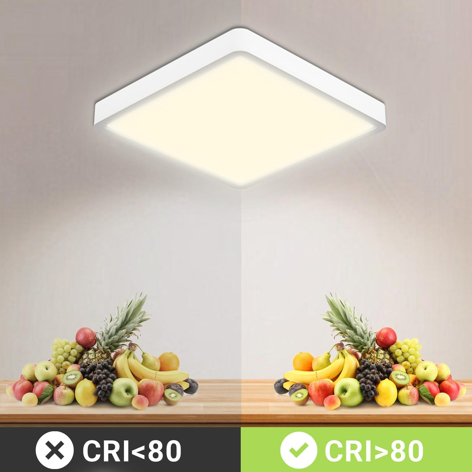 LQWELL LED Deckenleuchte Ultradünne runde LED-Deckenleuchte, flach, 18W, natürliches Licht, LED fest integriert, Warmweiß (3000K)/ Neutralweiß (4000K)/ Kaltweiß (6500K), augenschonende Deckenbeleuchtung, für Wohnzimmer Badezimmer Schlafzimmer Küche Balkon Keller Büro