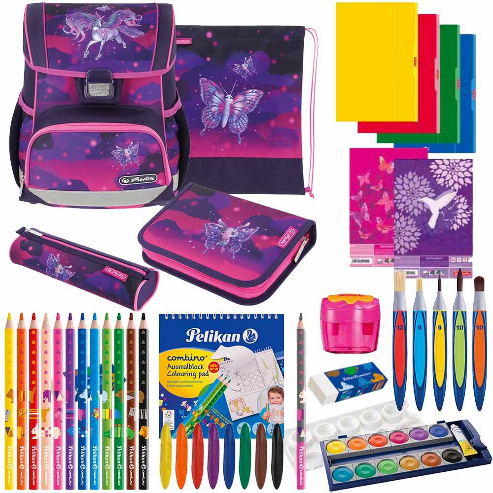 Herlitz Schulranzen Set Loop Plus 14-teilig Special Edition 2024 Mädchen Magic Unicorn