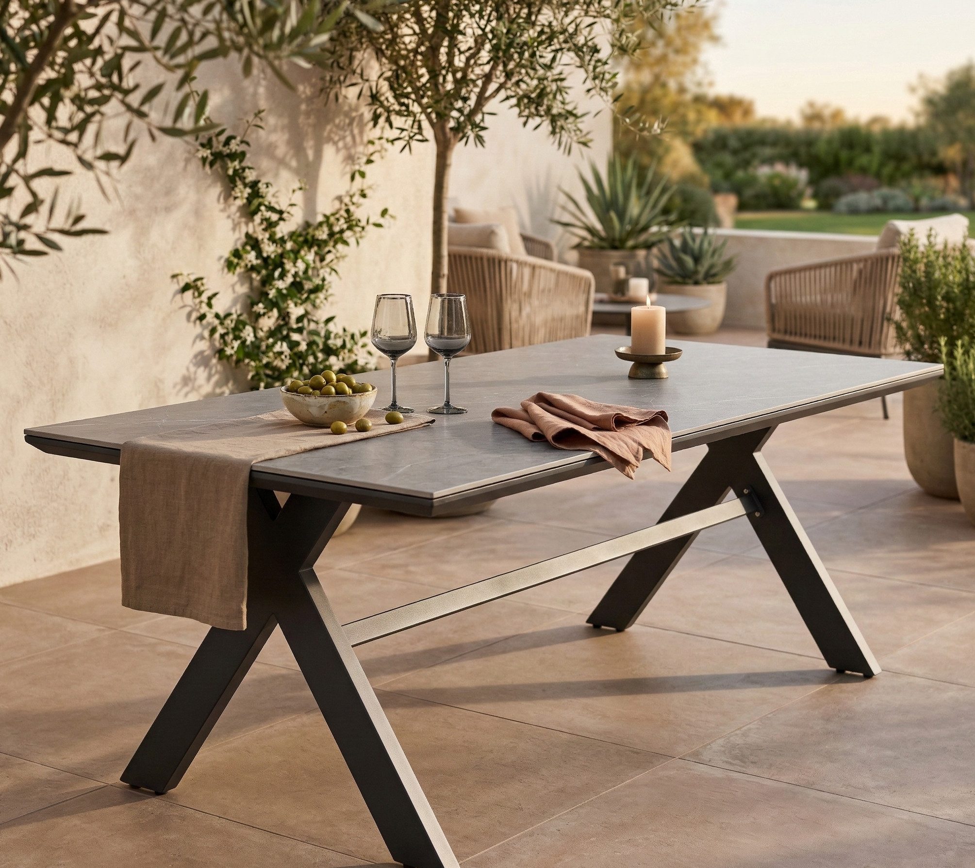 MANDALIKA Garden Gartentisch Aluminium Dining Tisch Avantage 240 x 100 x 73,5cm oder 210 x100