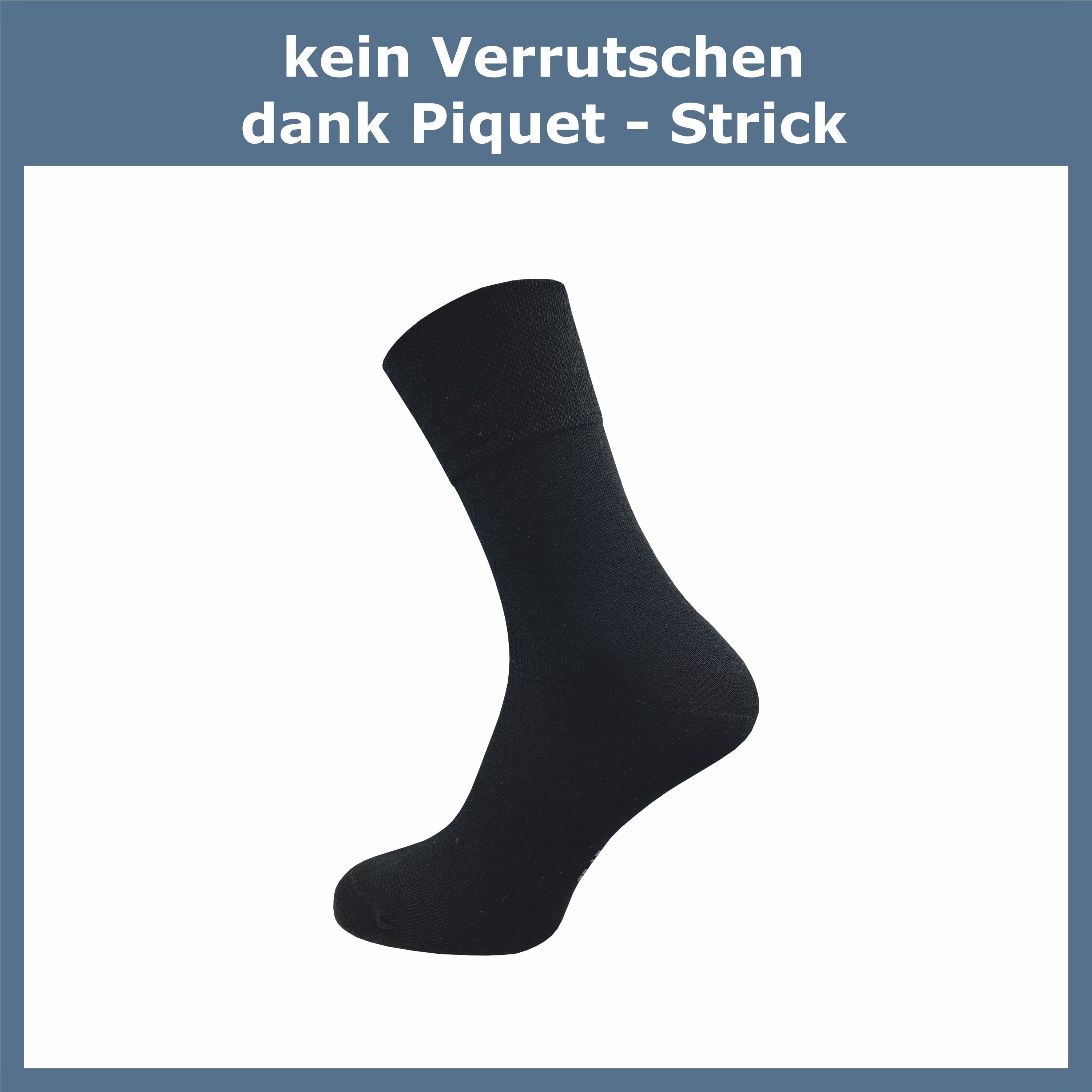 Naht Piquet-Strick Socke in schwarz, farbig Komfortbund; am Business breiter & extra - (6 weitere Paar) Damen, grau GAWILO drückende Diabetikersocken für & Gummidruck ohne ohne