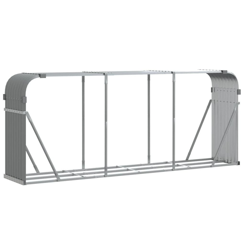 vidaXL Kaminholzregal Kaminholzunterstand Hellgrau 234x45x100 cm Verzinkter Stahl, BxTxH:234x45x100 cm