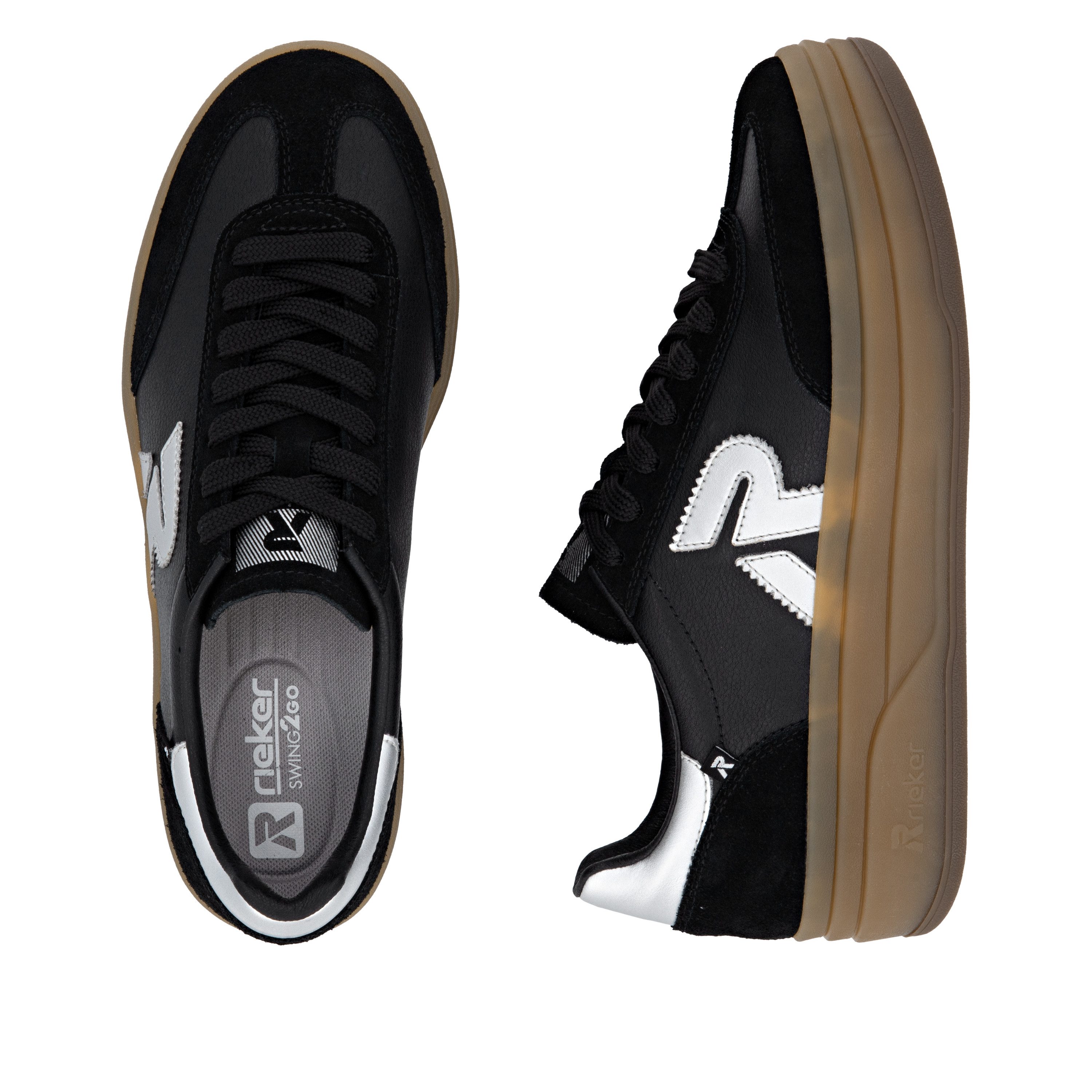 Rieker Sport Swing2GO Plateausneaker Retro-Sneaker, Schnürschuh, Halbschuh mit trendiger Plateausohle