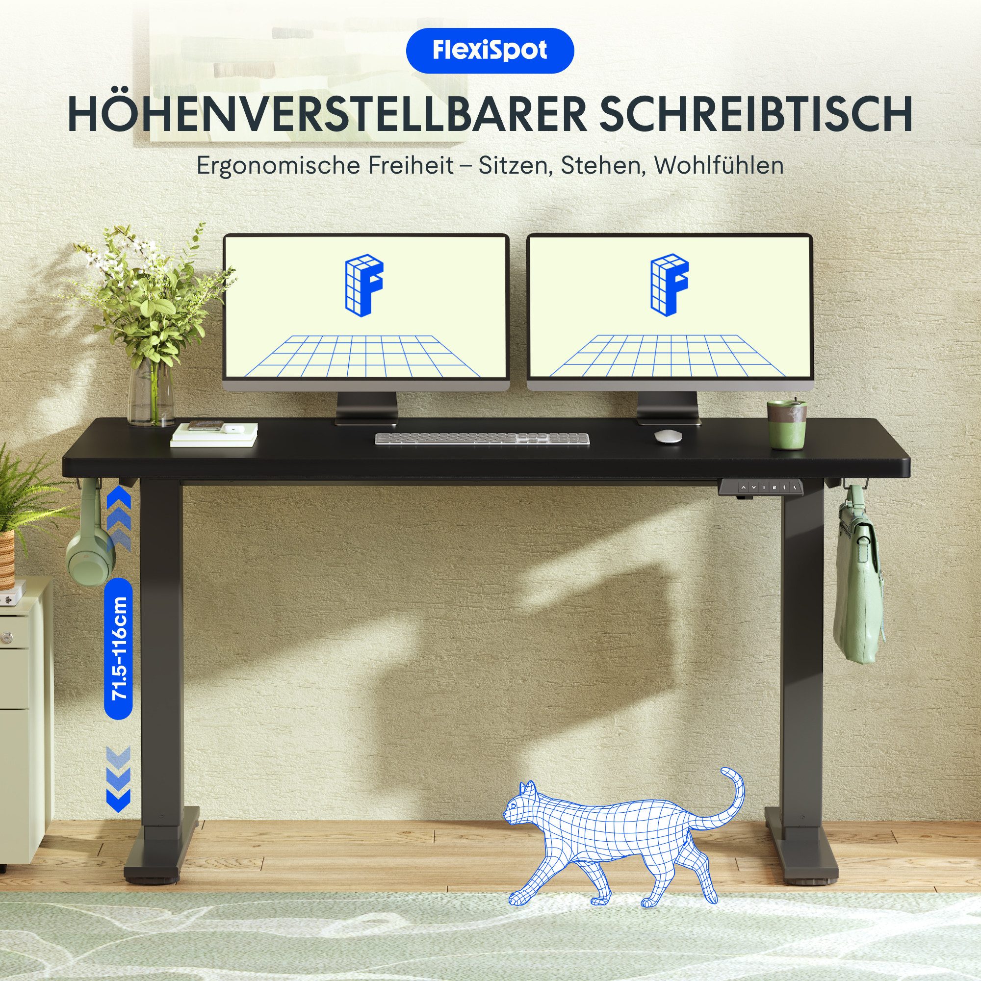 FLEXISPOT Schreibtisch Basic-Series Elektrisch höhenverstellbarer Schreibti günstig online kaufen