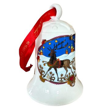 Hutschenreuther Dekofigur als Weihnachtsglocke Jubiläumsedition 1978 - 2017 (40 Jahre Ole Winther, Mond-Rentier), Lappland, Maße: 12 x 8,8 cm, Sammelfigur aus Porzellan