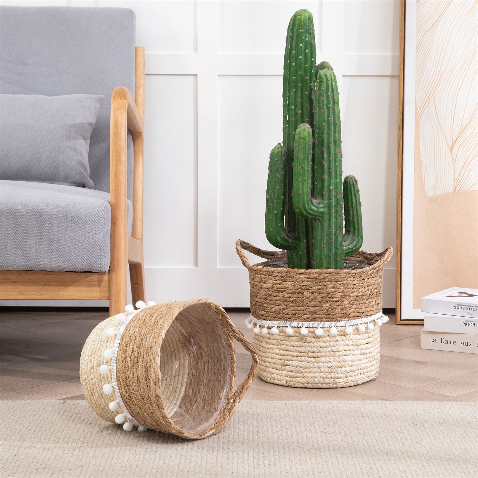 IDIMEX Übertopf LINI, Pflanzkorb im 2er Set Blumentopf aus Seegras mit Folie braun/natur