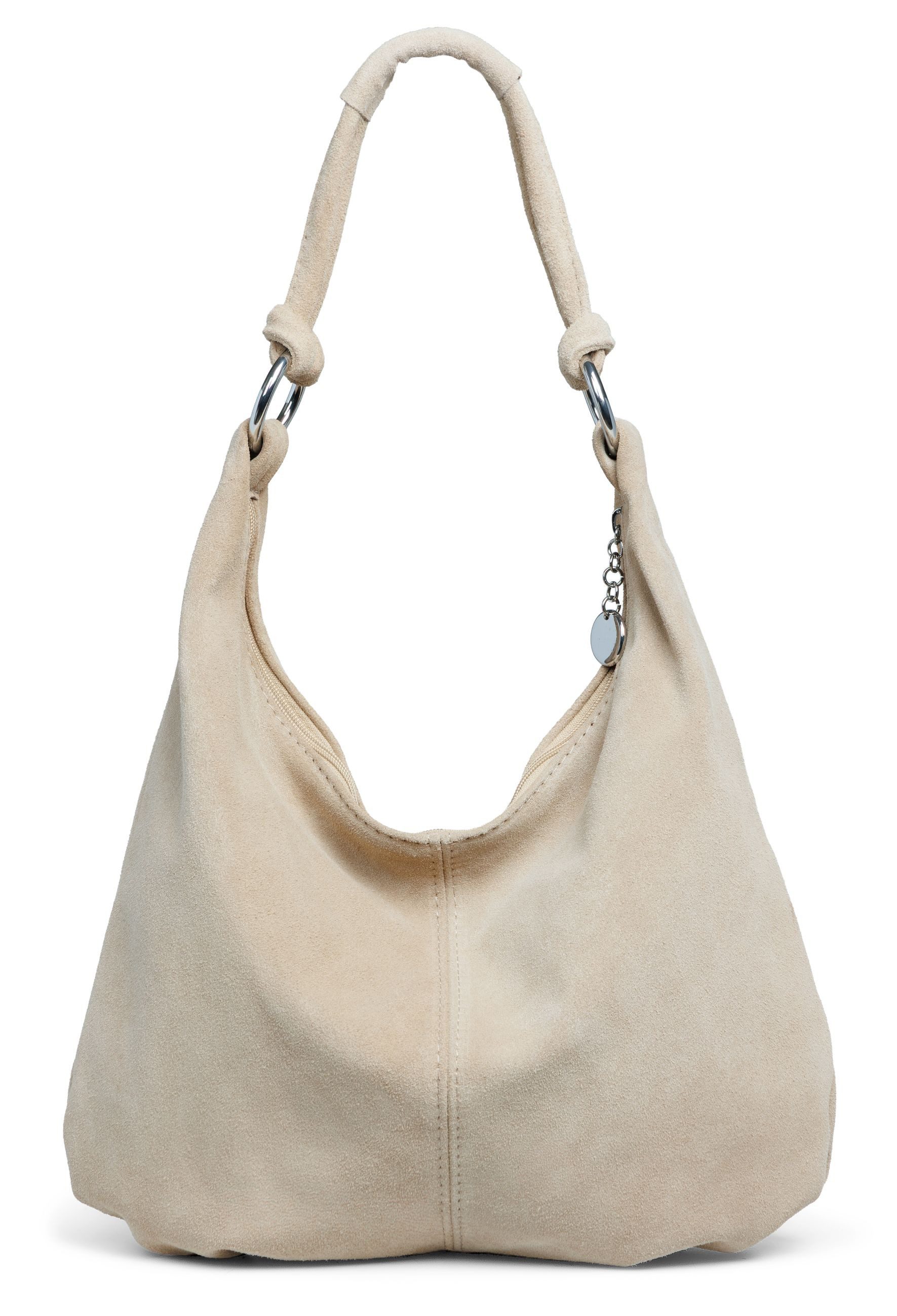 Caspar Schultertasche Wildleder Hobo Bag Damen Leder Shopper - PREMIUM LINE - Modell No.841, 100% italienisches Veloursleder, samtig weich, angenehmer Tragekomfort