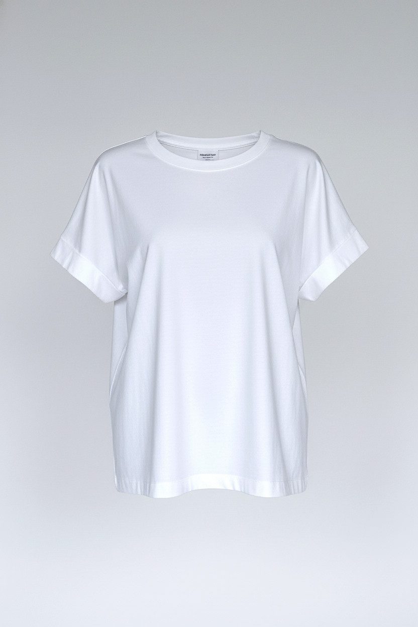 Zuckerwatte Rundhalsshirt aus weicher Baumwolle Modalmischung mit Elasthan günstig online kaufen