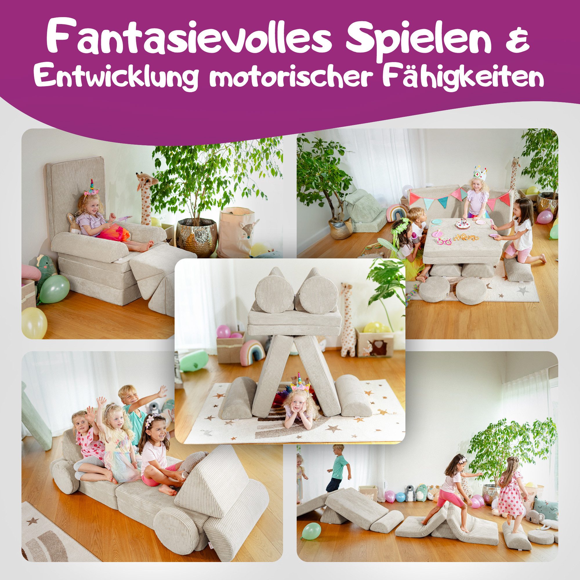 Linodino Kindersofa Spielsofa I Schaumstoff Stapelsteine günstig online kaufen