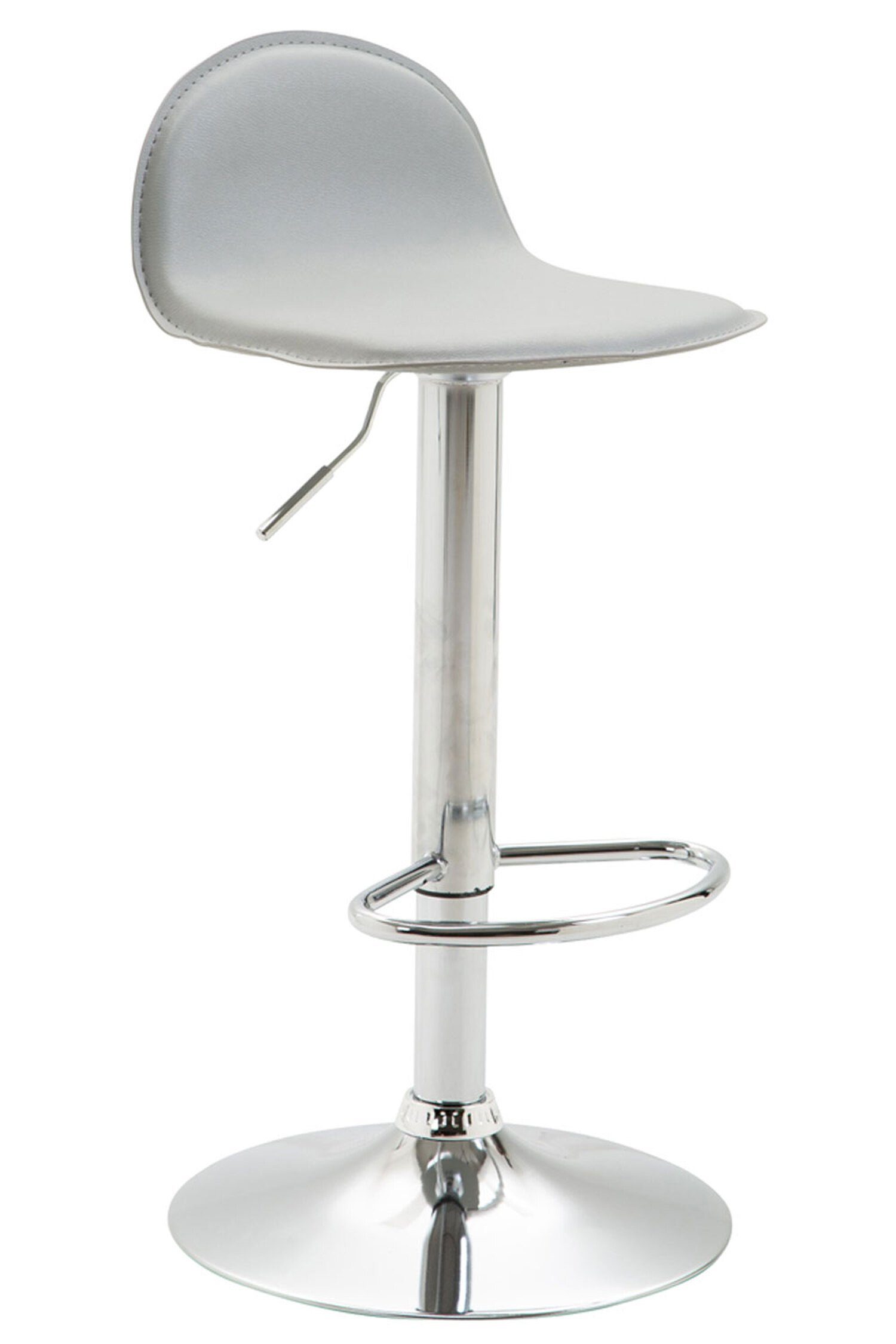 TPFLiving Barhocker Lana (mit hoher Rückenlehne und Fußstütze - Hocker für Theke & Küche), 360° drehbar - Gestell: Metall chrom- Sitzfläche: Kunstleder Grau