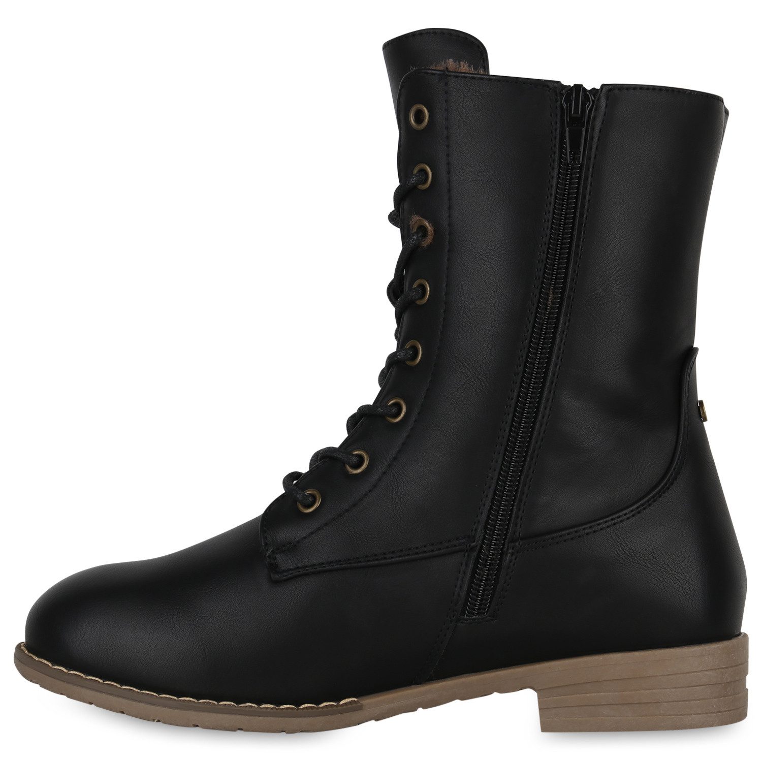 VAN HILL 78490 Schnürstiefelette Damen Schnürstiefeletten Warm Gefütterte Stiefeletten Winter Boots