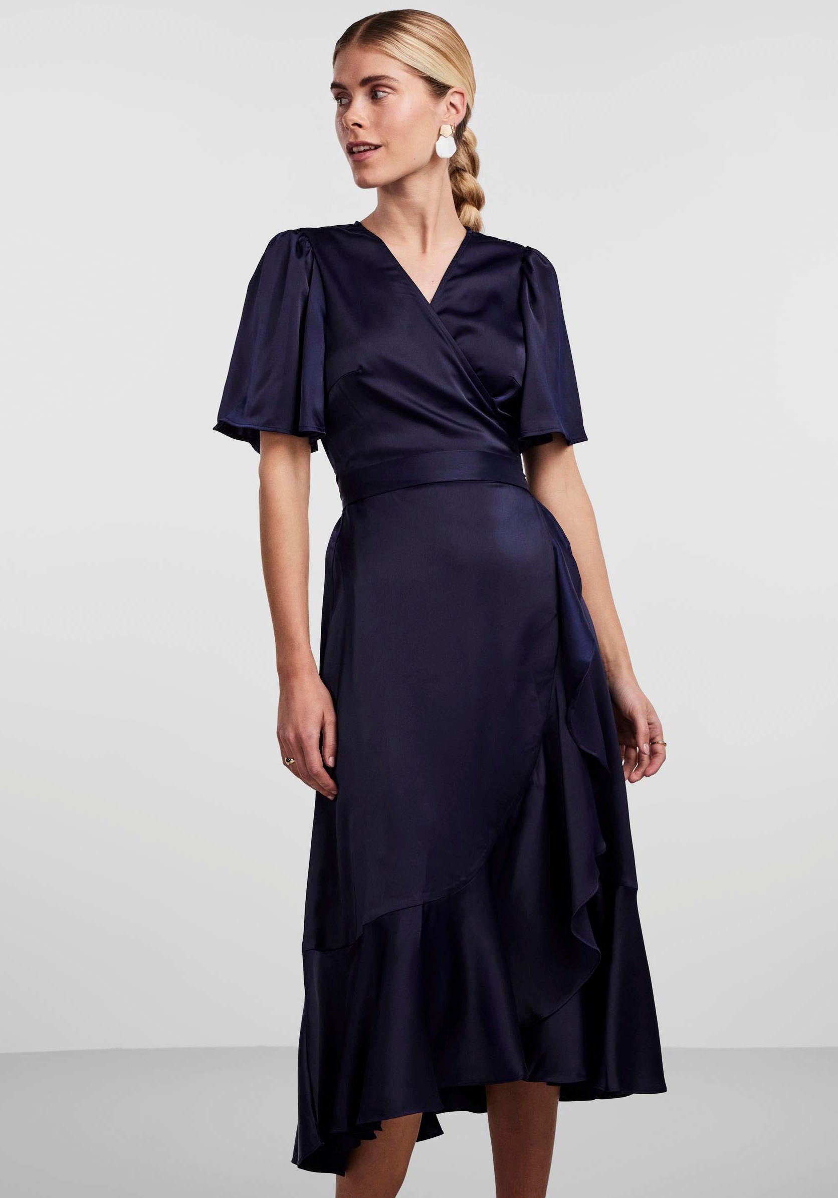 Y.A.S Wickelkleid MIDI WRAP DRESS 2/4 NOOS YASTHEA S. Volant mit eveningblue