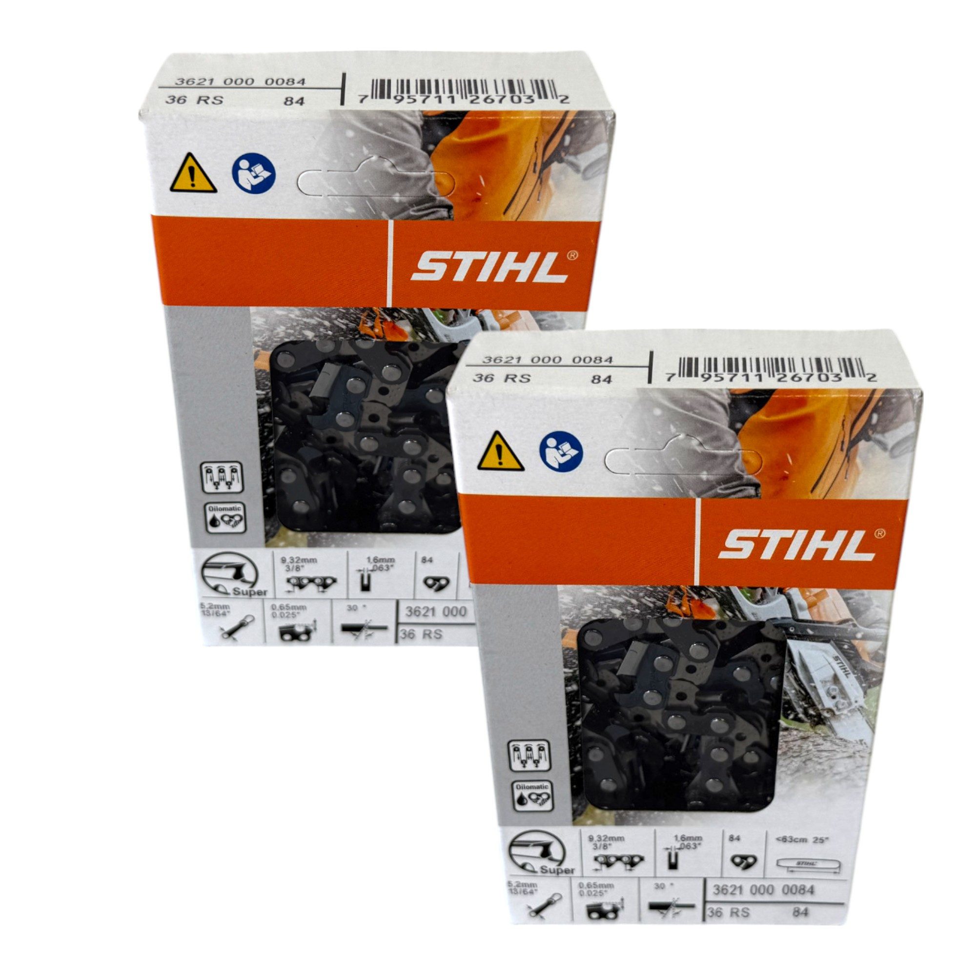 STIHL Ersatzkette 2x 3/8" Rapid Super (RS) Sägekette 63 cm 3/8" 1,6 mm 2 Stück