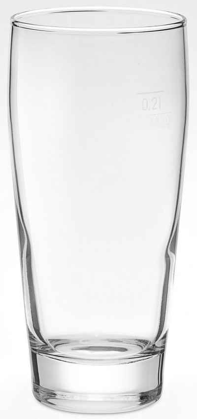 van Well Bierglas Willybecher, Glas, 0,2 L, geeicht, spülmaschinenfest, Gastronomiequalität, 12-tlg.