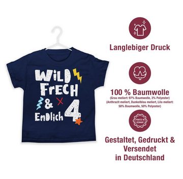Shirtracer T-Shirt Wild frech und endlich 4 - Vier Jahre Wunderbar 4. Geburtstag